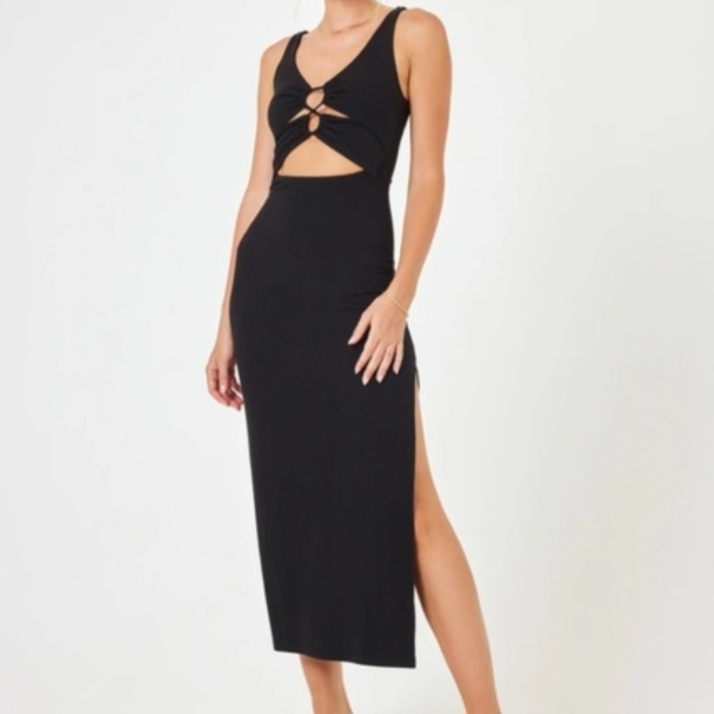 L*Space Black Cut-Out Midi Dress